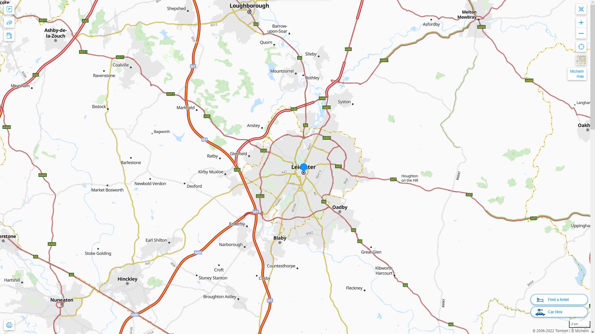 Leicester Royaume Uni Autoroute et carte routiere